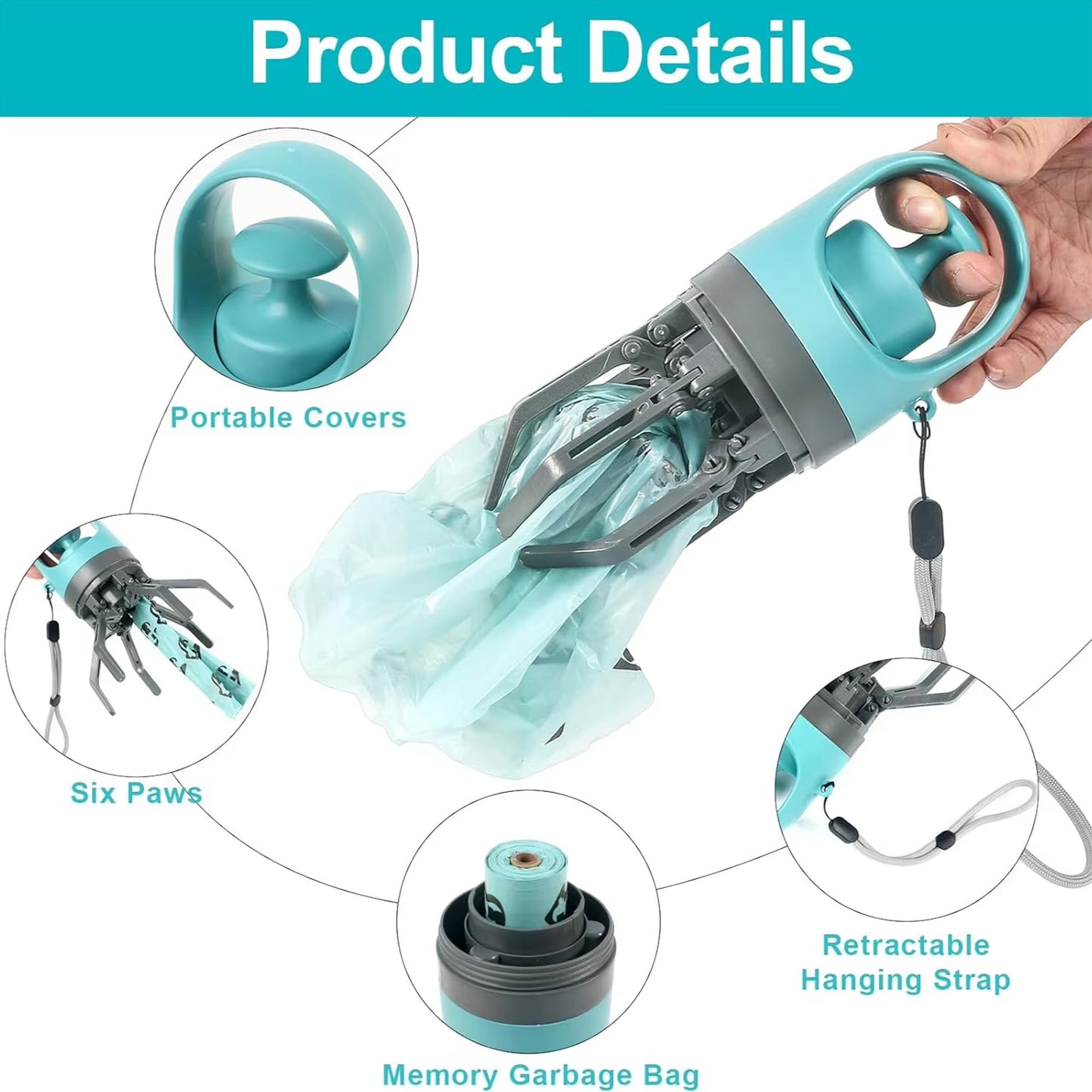 Portable 360° Pooper Scooper with Bag Holder