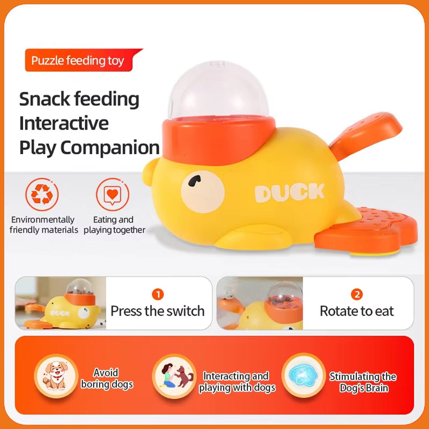 Pet Puzzle Feeder Cartoon Duck Treat Dispenser